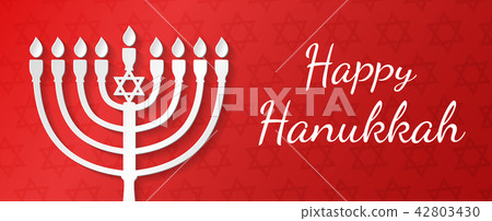 Hanukkah - poster with menorah and wishes. Vector. Hanukkah - poster with menorah and wishes. Vector. 42803430