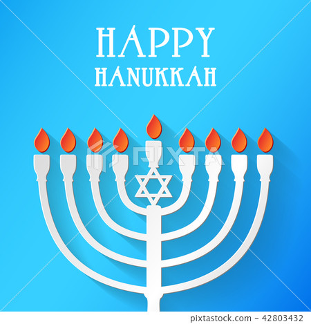 Hanukkah - poster with menorah and wishes. Vector. 42803432