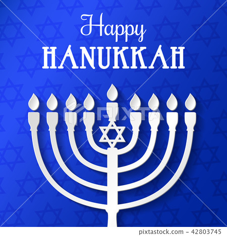 Happy Hanukkah - banner with menorah. Vector 42803745