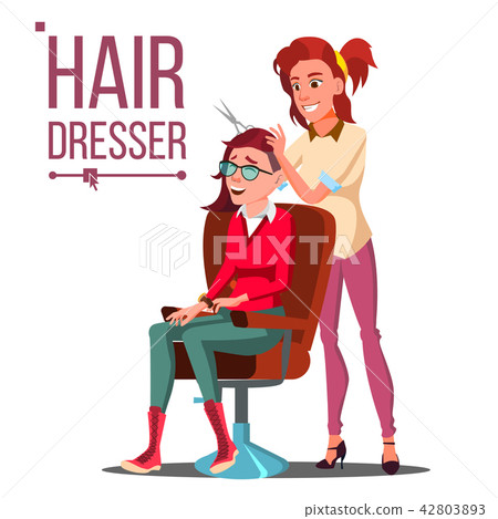 Hairdresser And Woman Vector Beauty Salon Stock