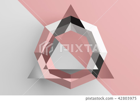 Abstract low poly object over pink and white 42803975