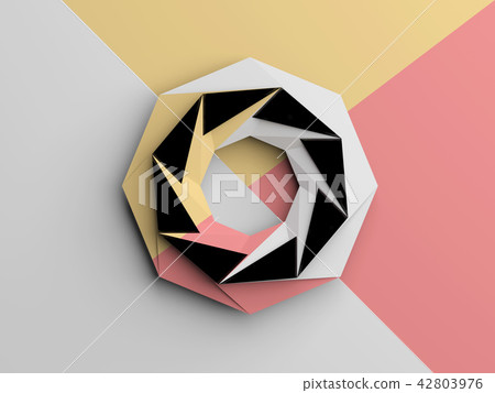 Abstract low poly object with pink and yellow 42803976