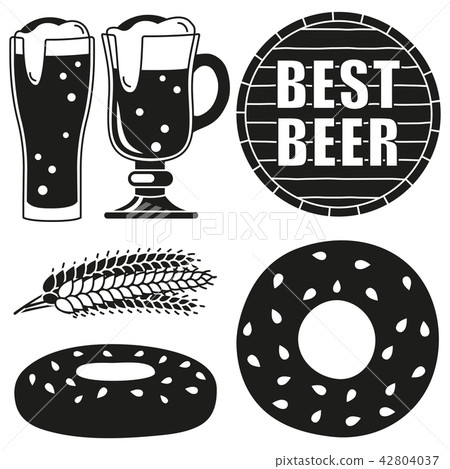 Black white oktoberfest 6 elements silhouette set 42804037