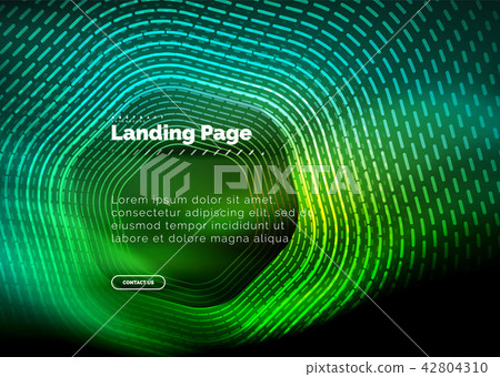 Neon glowing techno hexagon shape lines, hi-tech futuristic abstract background, landing page 42804310