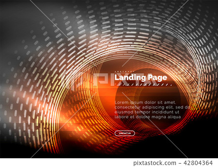 Neon glowing techno lines, hi-tech futuristic abstract background template with circles, landing Neon glowing techno lines, hi-tech futuristic abstract background template with circles, landing 42804364