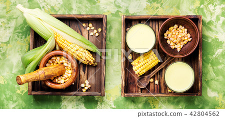 Corn milk in glass 42804562