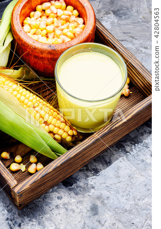 Corn milk in glass 42804563