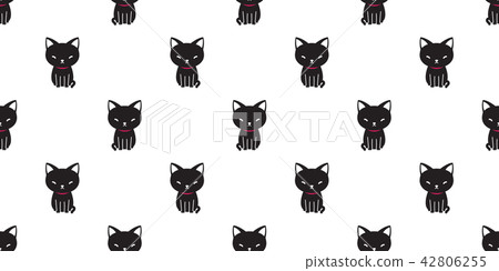 cat seamless pattern vector black cat isolated cat seamless pattern vector black cat isolated 42806255