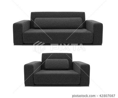 black sofa and chair isolated on white black sofa and chair isolated on white 42807087