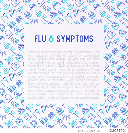 Flu and symptoms concept thin line icons Flu and symptoms concept thin line icons 42807152