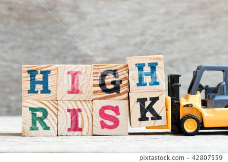 Toy forklift hold letter H,K to word high risk 42807559