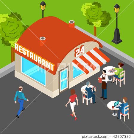 Restaurant Building Isometric Composition 42807583
