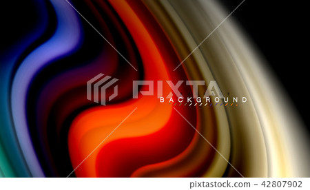 Fluid colors abstract background, twisted liquid design on black, colorful marble or plastic wave 42807902
