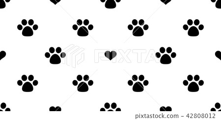 Dog Paw Seamless pattern vector heart valentine 42808012