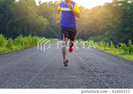 The handsome man with runner on the street The handsome man with runner on the street 42808352