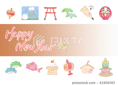 野生動物卡片新年快樂 42808565