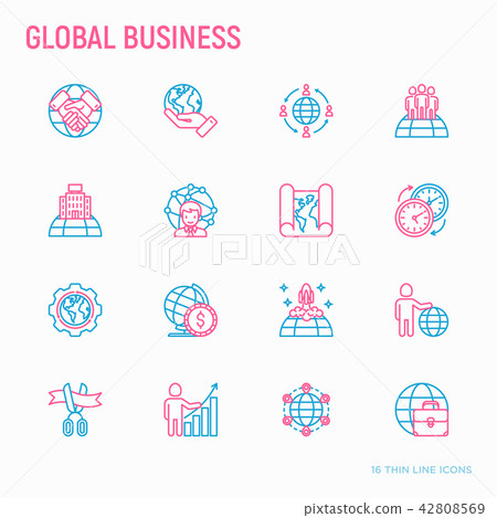 Global business thin line icons set 42808569
