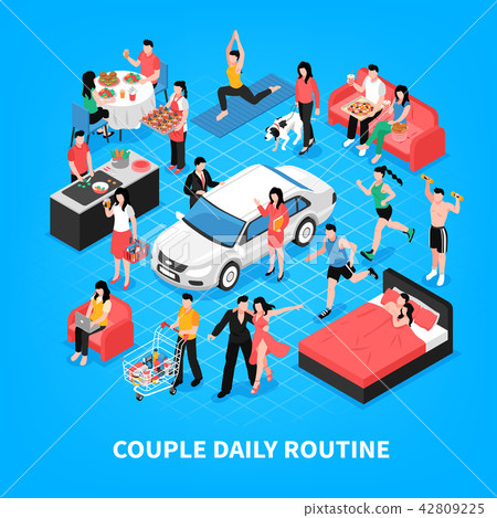 Daily Life Couple Isometric Illustration Daily Life Couple Isometric Illustration 42809225