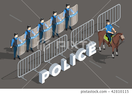Police Isometric Composition Police Isometric Composition 42810115