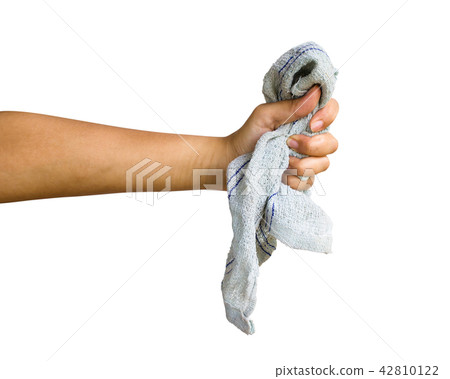 Cropped hand of person holding rag or table wipes 42810122