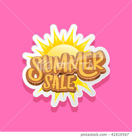 summer sale label or tag isolated on pink background. Pink Summer sale discount poster, sticker 42810567
