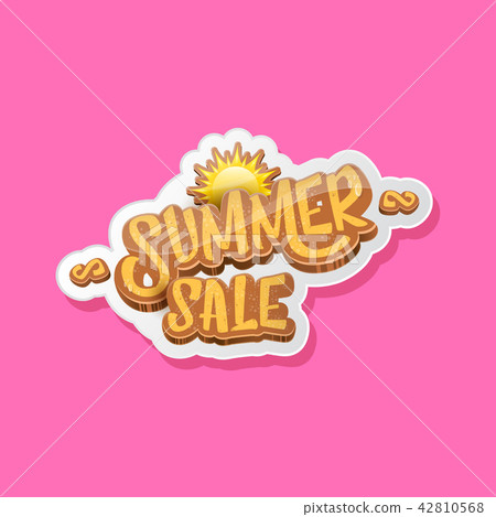summer sale label or tag isolated on pink background. Pink Summer sale discount poster, sticker 42810568
