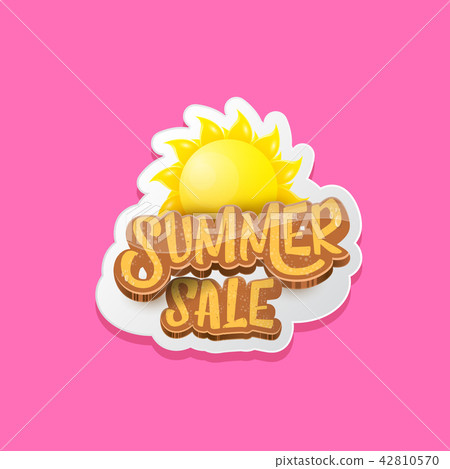 summer sale label or tag isolated on pink background. Pink Summer sale discount poster, sticker 42810570
