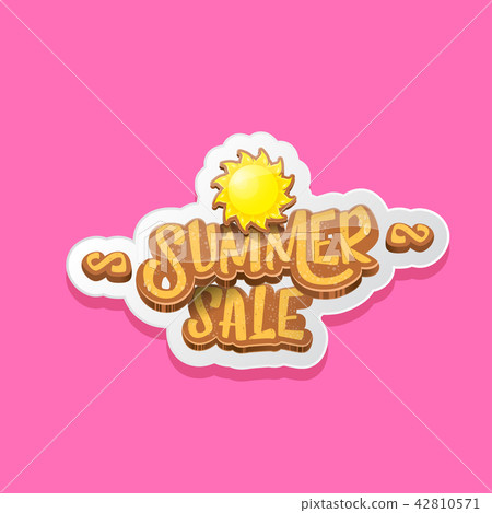 summer sale label or tag isolated on pink background. Pink Summer sale discount poster, sticker summer sale label or tag isolated on pink background. Pink Summer sale discount poster, sticker 42810571