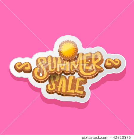 summer sale label or tag isolated on pink background. Pink Summer sale discount poster, sticker 42810576