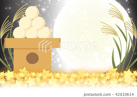 日式背景材料，月亮景觀，滿月，秋天，滿月，日本傳統活動，Susuki，月夜，中秋月亮，Kaguya Hime，Taketori物語 42810614