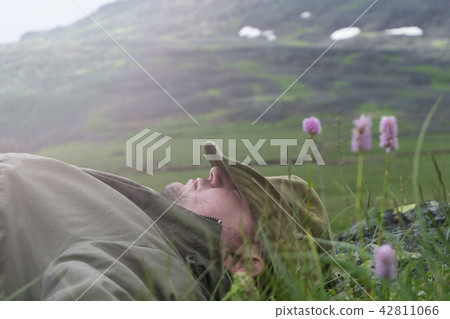 tired traveler in the mountains tired traveler in the mountains 42811066