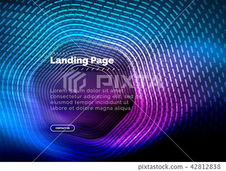 Neon glowing techno hexagon shape lines, hi-tech futuristic abstract background, landing page Neon glowing techno hexagon shape lines, hi-tech futuristic abstract background, landing page 42812838