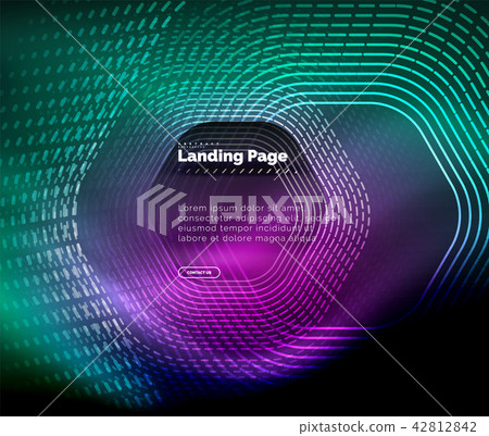 Neon glowing techno hexagon shape lines, hi-tech futuristic abstract background, landing page Neon glowing techno hexagon shape lines, hi-tech futuristic abstract background, landing page 42812842