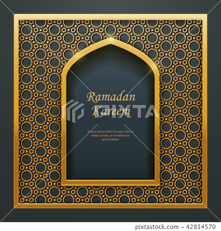 Ramadan Kareem Islamic golden door window tracery 42814570