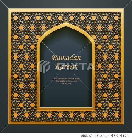 Ramadan Kareem Islamic golden door window tracery 42814571