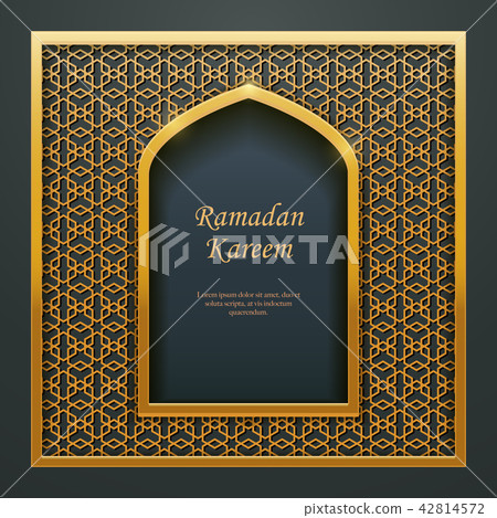 Ramadan Kareem Islamic golden door window tracery 42814572