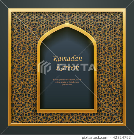 Ramadan Kareem Islamic golden door window tracery 42814792