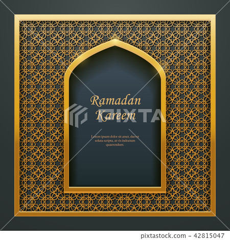Ramadan Kareem Islamic golden door window tracery 42815047