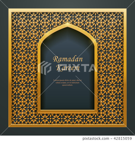 Ramadan Kareem Islamic golden door window tracery 42815059