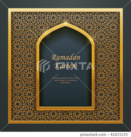 Ramadan Kareem Islamic golden door window tracery 42815235