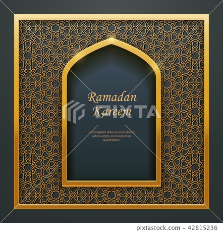 Ramadan Kareem Islamic golden door window tracery 42815236