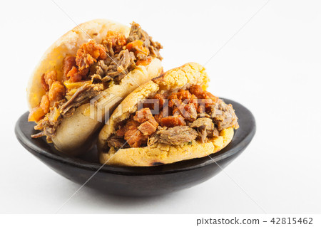 Arepas filled with shredded beef and pork 42815462