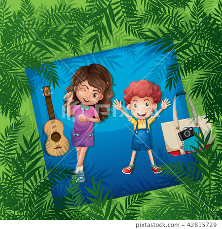 Two children laying on a rug 42815729