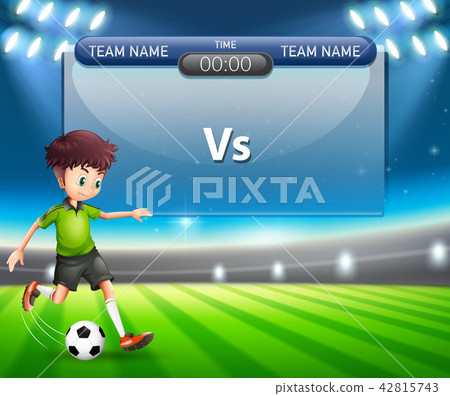 Score board with soccer play 42815743