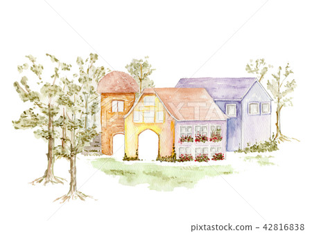 European farmer hand-painted watercolor painting 42816838