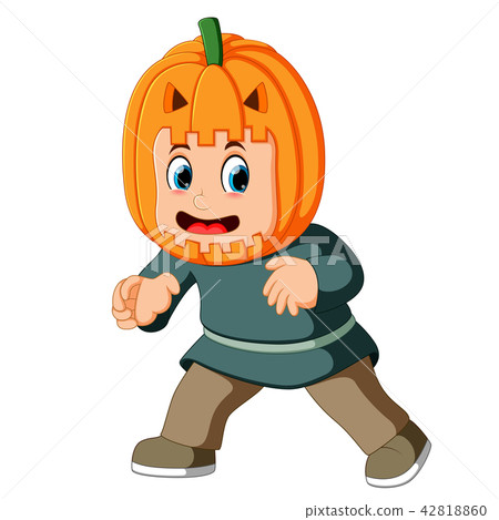 Happy Kid Wearing Scarecrow Costume Happy Kid Wearing Scarecrow Costume 42818860