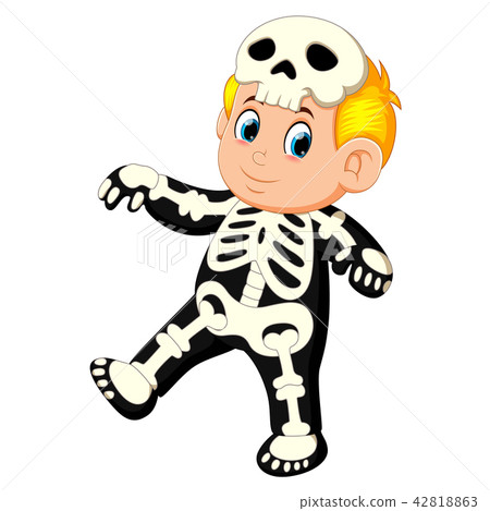 Happy kid wearing skeleton costume Happy kid wearing skeleton costume 42818863