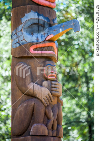 Cedar and Salmon totem pole Old Fishing Hole Kent Cedar and Salmon totem pole Old Fishing Hole Kent 42819328
