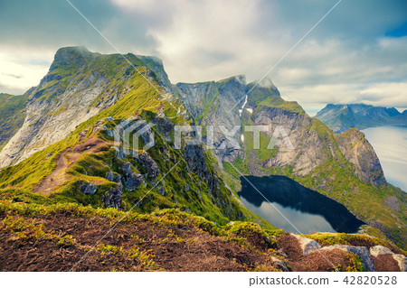 Aerial view of the fjord from the mountain 42820528