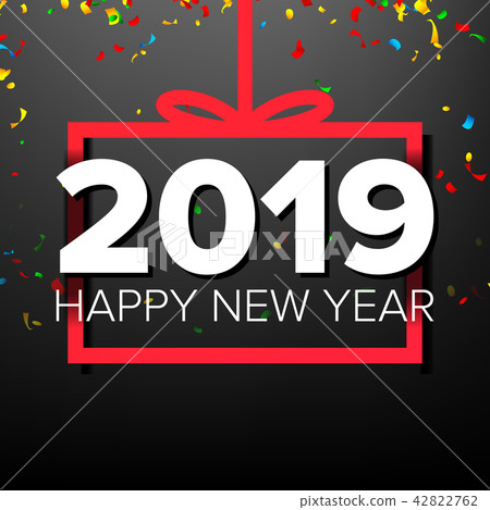 2019 Happy New Year Background Vector. Numbers 2019. Bow. Banner, Gift. Dark Illustration 2019 Happy New Year Background Vector. Numbers 2019. Bow. Banner, Gift. Dark Illustration 42822762